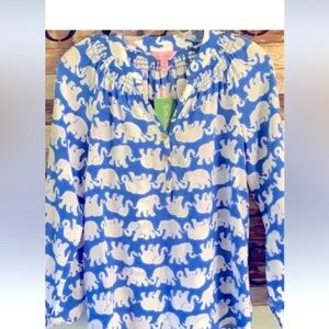 NWT 🦄 LILLY PULITZER ELSA TOP SILK BAY BLUE TUSK IN SUN RARE 🦄